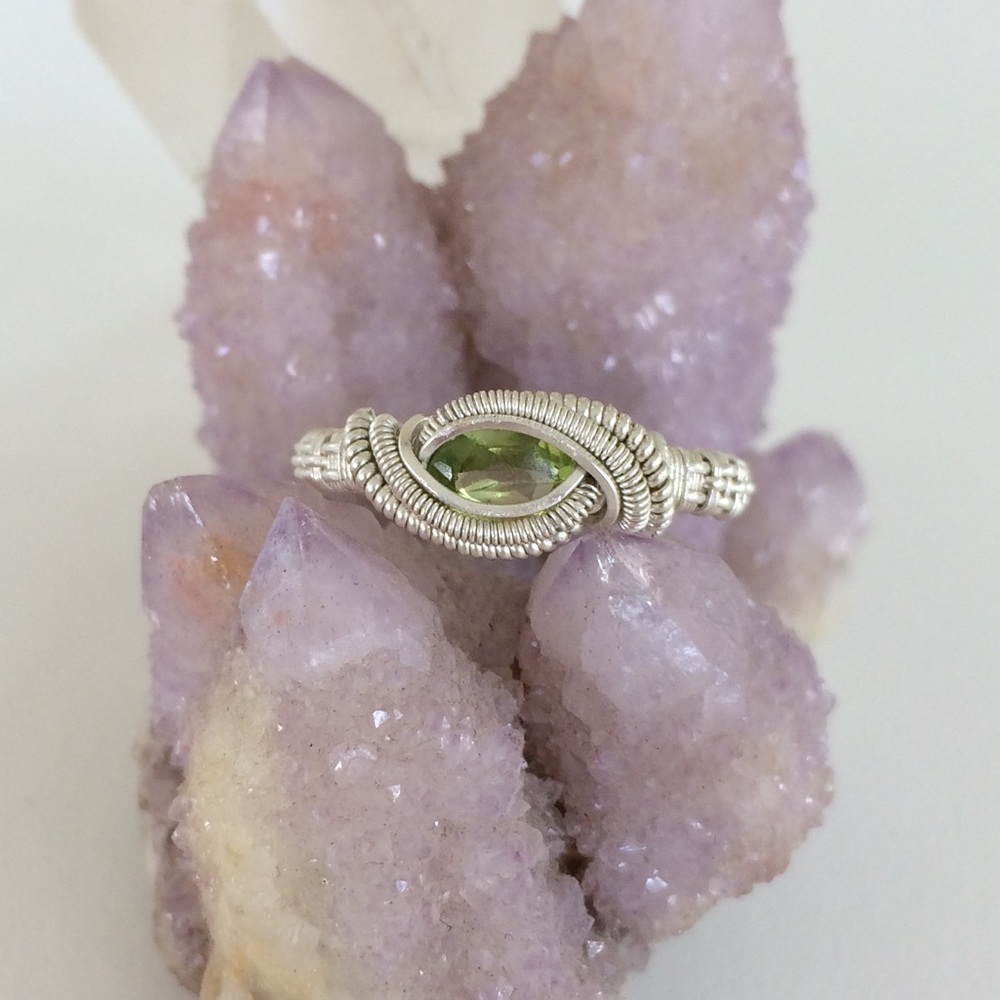 Peridot wire wrap ring